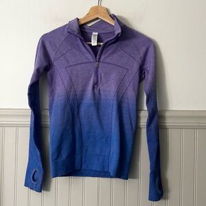 Ivivva 12 by Lululemon Purple Ombre Swiftly Quarter Zip Athletic Pullover